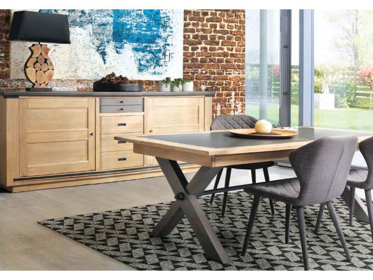 Table pieds en croix dessus céramique